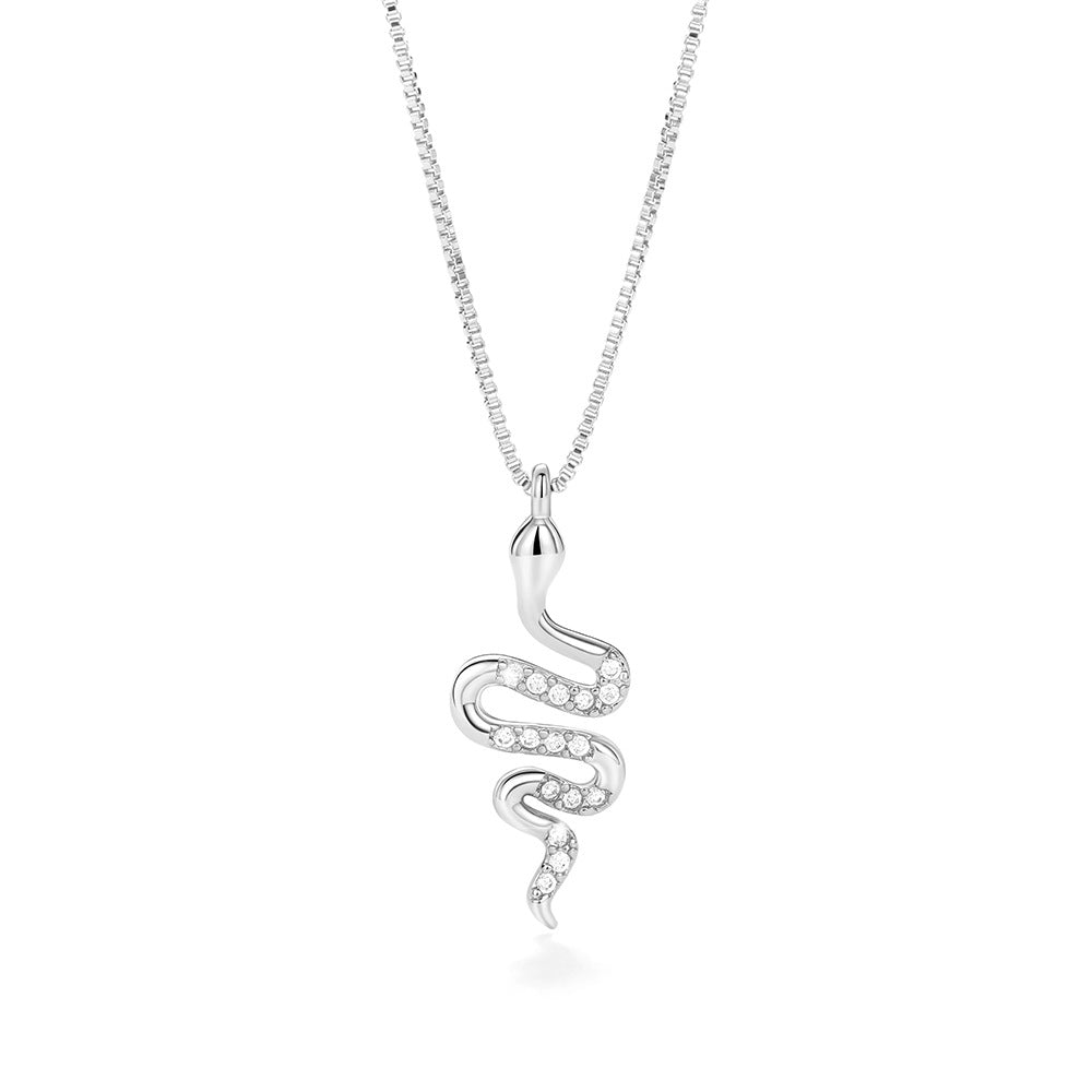 Fashion Lady Snake Pendant Necklace With Dazzling Zirconia Jewelry dealsniper-net