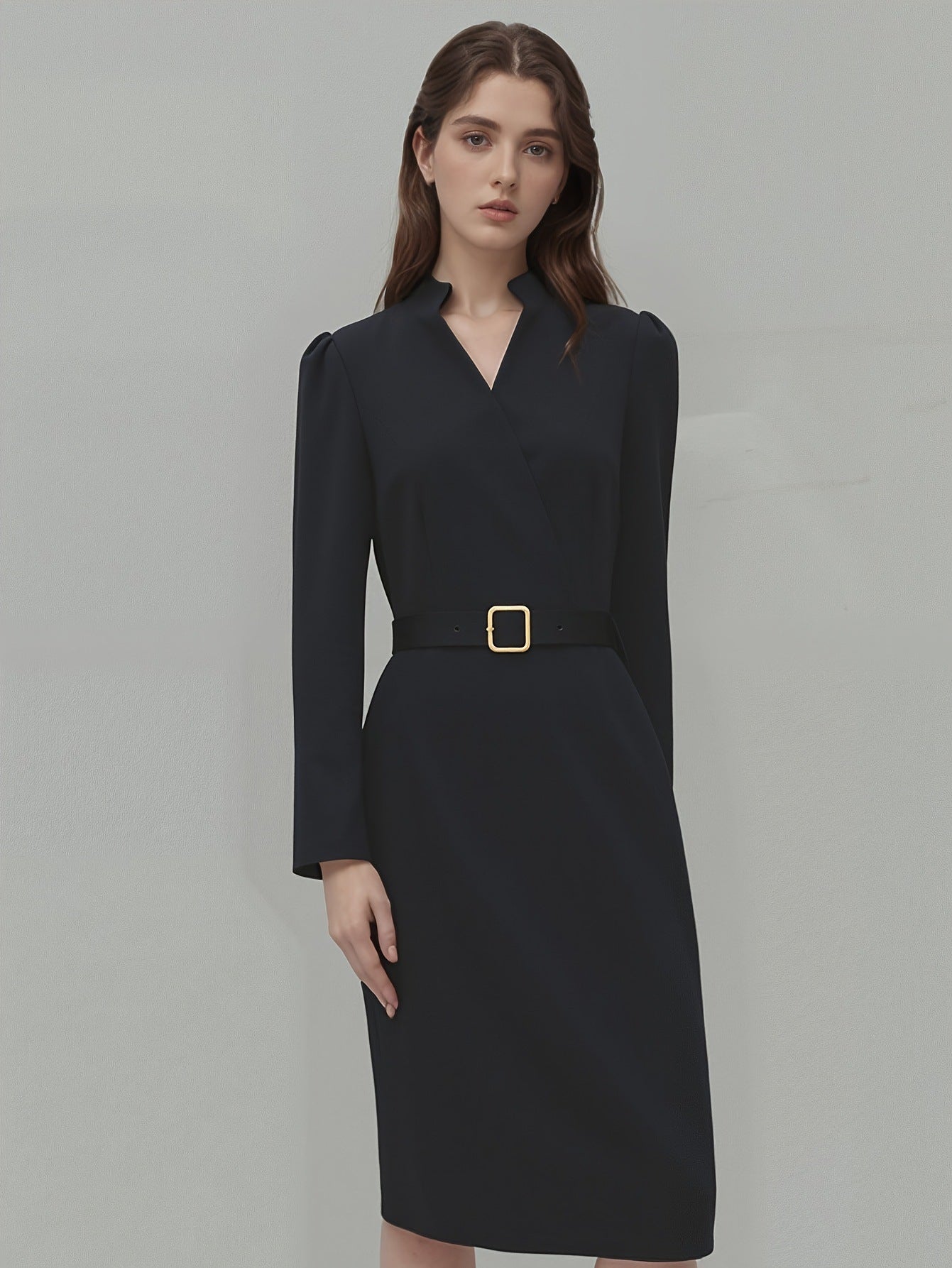 Slim-fitting Casual Suit Dress V-neck Long-sleeved Dresses Women null