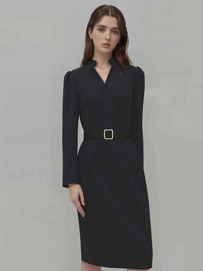 Slim-fitting Casual Suit Dress V-neck Long-sleeved Dresses Women null