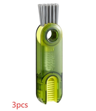 3 In 1 Tiny Bottle Cup Cover Brush Straw Cleaner Tools Multi-Functional Kitchen dealsniper-net Green 3PCS
