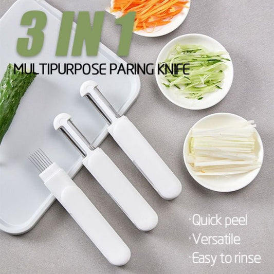 3 In 1 Multifunctional Paring Knife 360 Rotating Stainless Steel Peeler Kitchen dealsniper-net