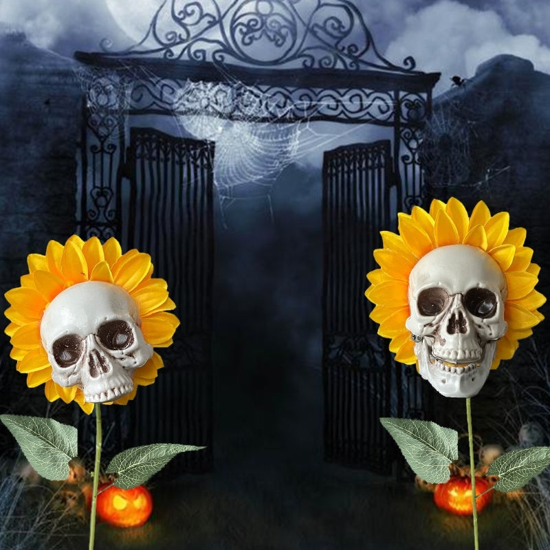 Skull Sunflower Halloween Decoration Garden Simulation