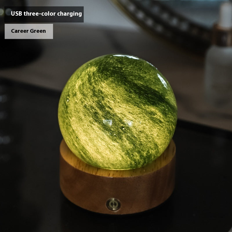 Crystal Glass Small Night Lamp Touch Ambience Light Home Decor Gym From House Gift Box Tricolor Career Green