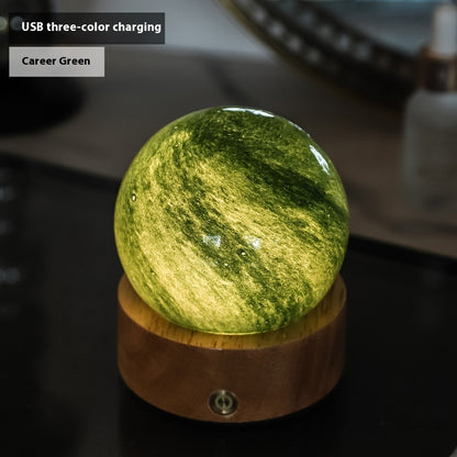 Crystal Glass Small Night Lamp Touch Ambience Light Home Decor Gym From House Gift Box Tricolor Career Green