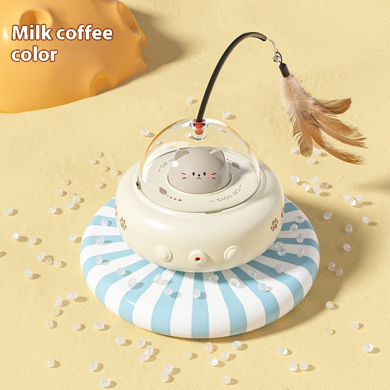 Smart Teaser Cat Toy Electric UFO Cat Teaser Stick With Bell Training Pets Gym From House Milk Coffee Color