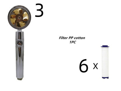 Propeller Driven Shower Head With Stop Button And Cotton Filter House DealSniper.net 5set