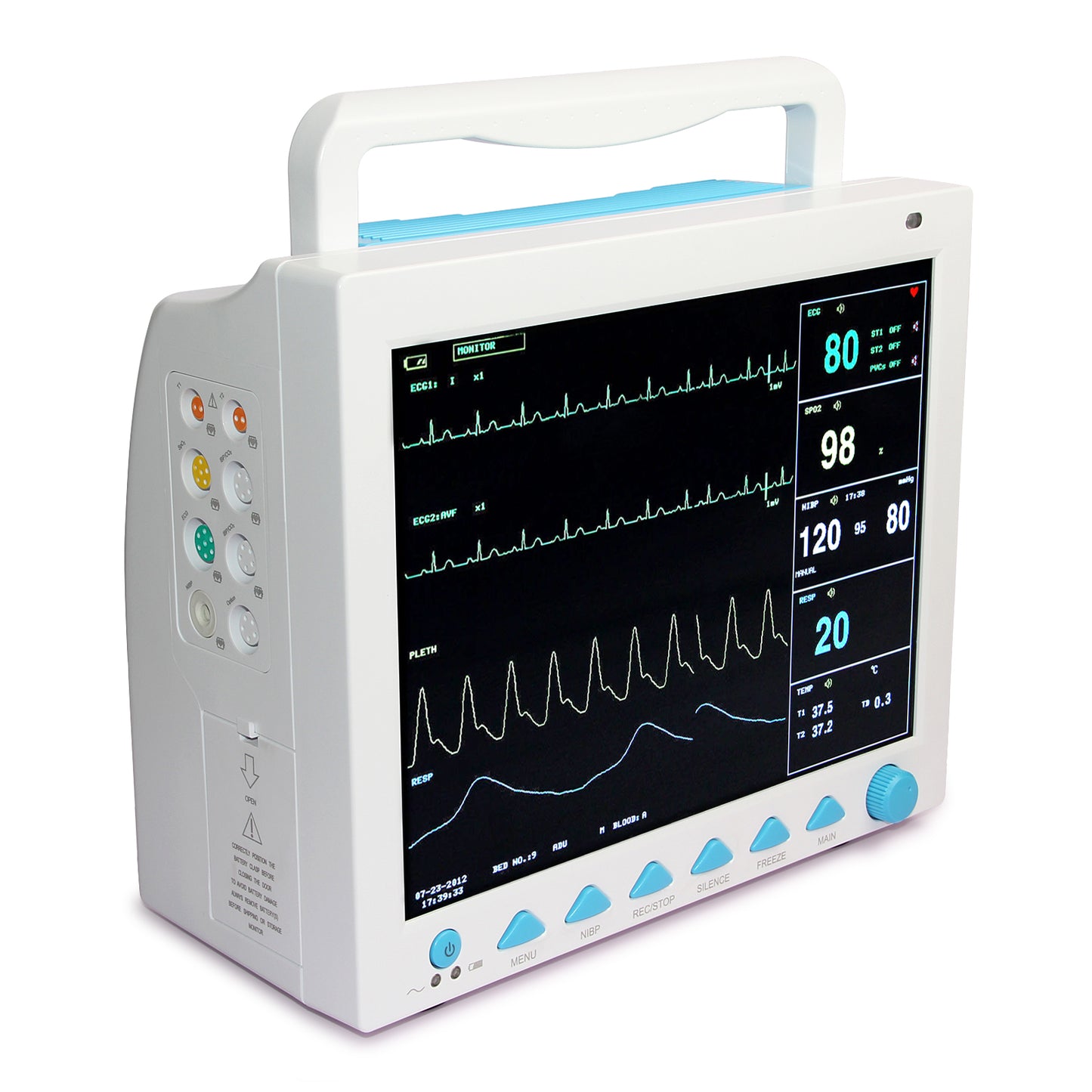 ETCO2 Sidestream Capnography Vital Signs ICU CCU Patient Monitor