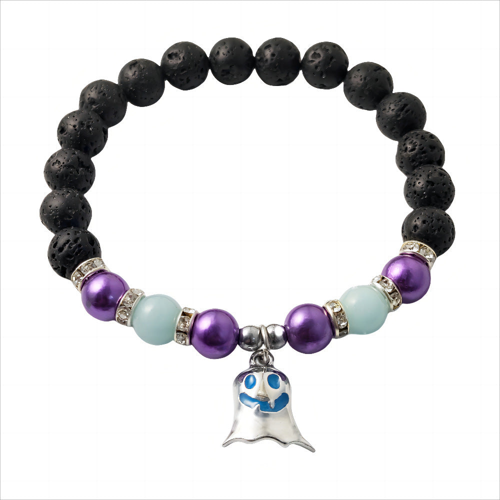 Halloween Gift Luminous Little Ghost Natural Volcano Bracelet Jewelry dealsniper-net