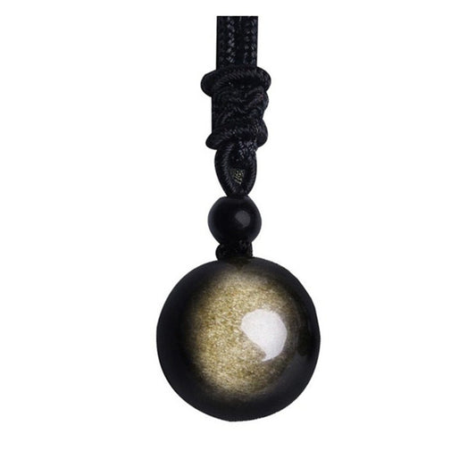 Black Gold Natural Obsidian Stone Pendant Lucky Transfer Beads Jewelry dealsniper-net