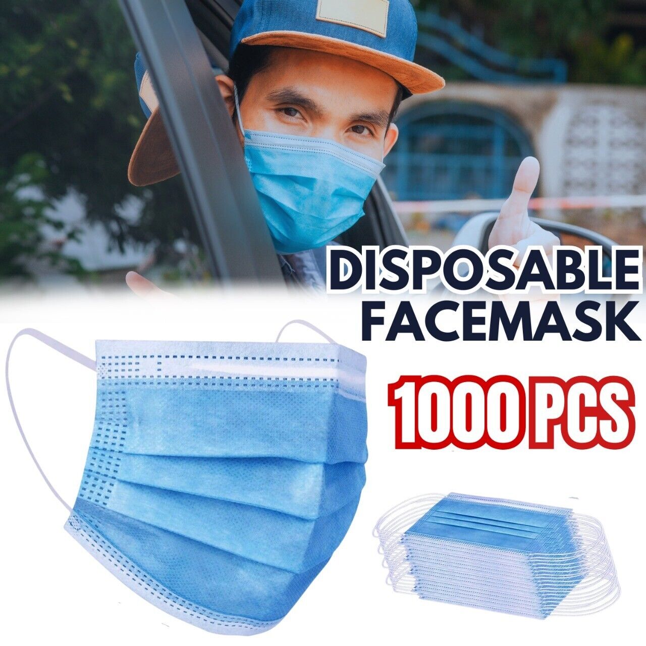 1000 Pcs Disposable Face Mask Non Medical Surgical 3-Ply Health dealsniper-net