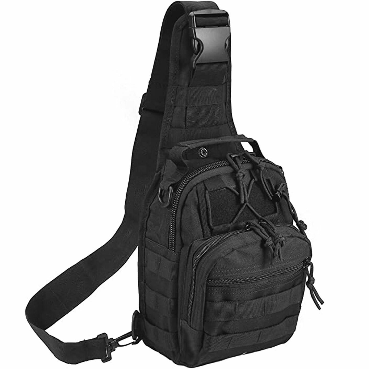 Men Backpack Tactical Sling Bag Chest Shoulder Body Molle Day Pack Pouch Black Men dealsniper-net