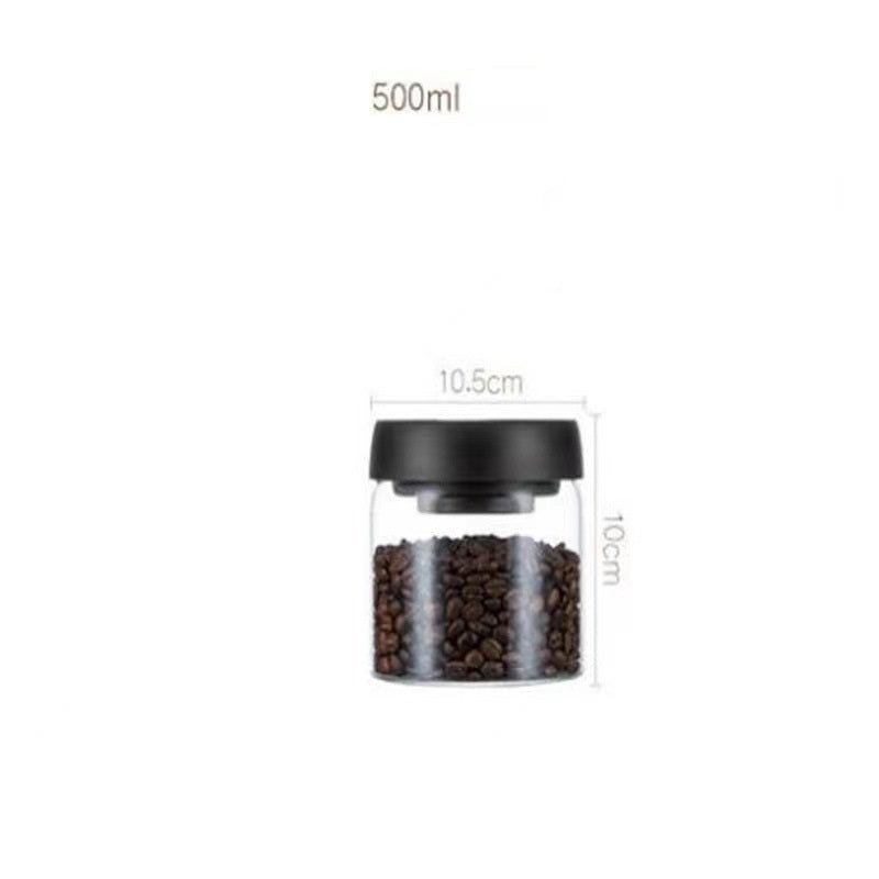 Vacuum Sealed Jug Set Black Coffee Beans Glass Airtight Canister Kitchen dealsniper-net Black 500ML