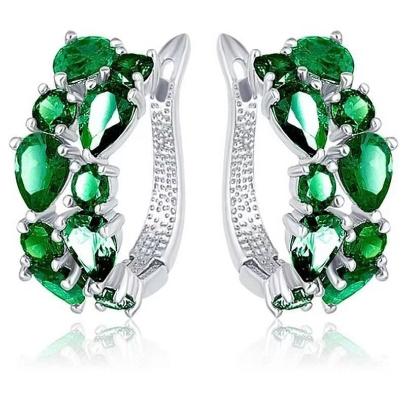 Diamond Crystal Zircon Ear Clip Affordable Earrings Jewelry dealsniper-net Green