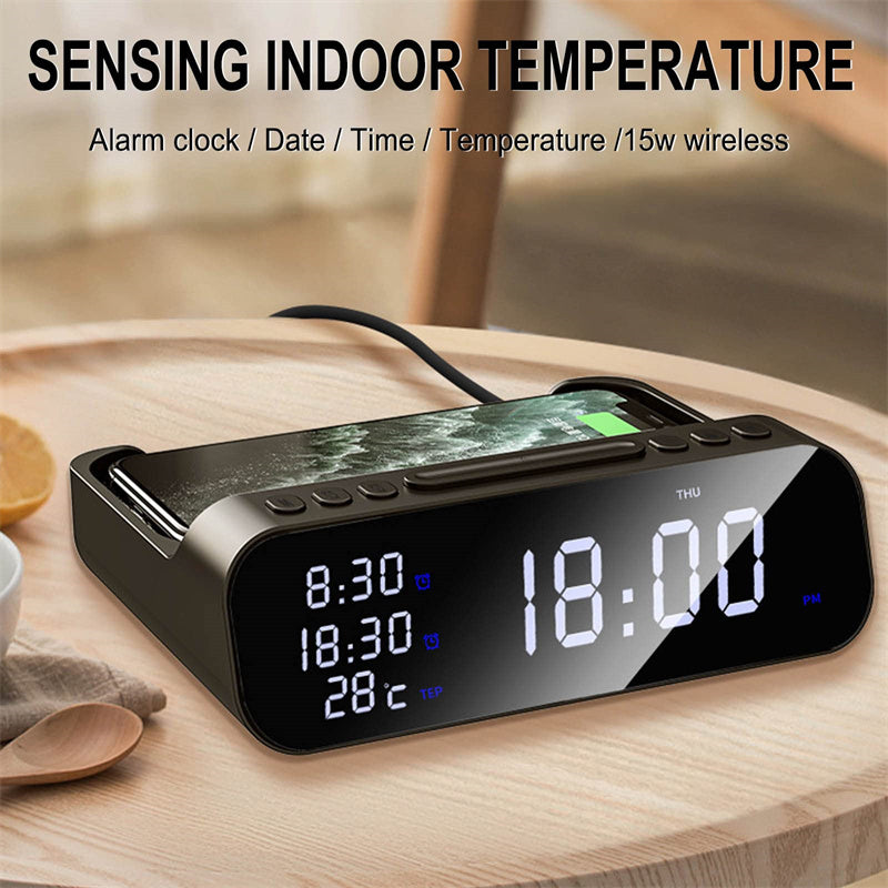 Three-in-one Wireless Charger Temperature Tester Alarm Clock Electronics dealsniper-net