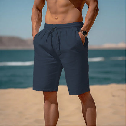 Summer Drawstring Shorts Elastic Waist Straight Pants Beach Men DealSniper.net Navy Blue L