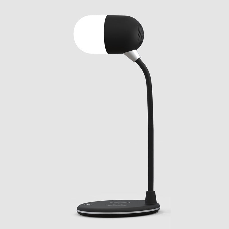 3 IN 1 Desk Lamp With Qi Wireless Charger Bluetooth Speaker House BlenderJuice.com CJ Black USB 1pcs