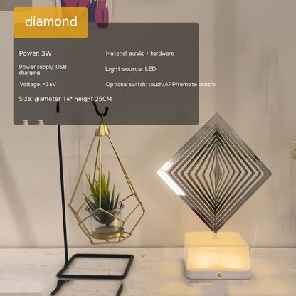 Creative Three-dimensional Rotating Ambience Light Bedroom Home Decor Gym From House 16 Mobile Phone Square USB