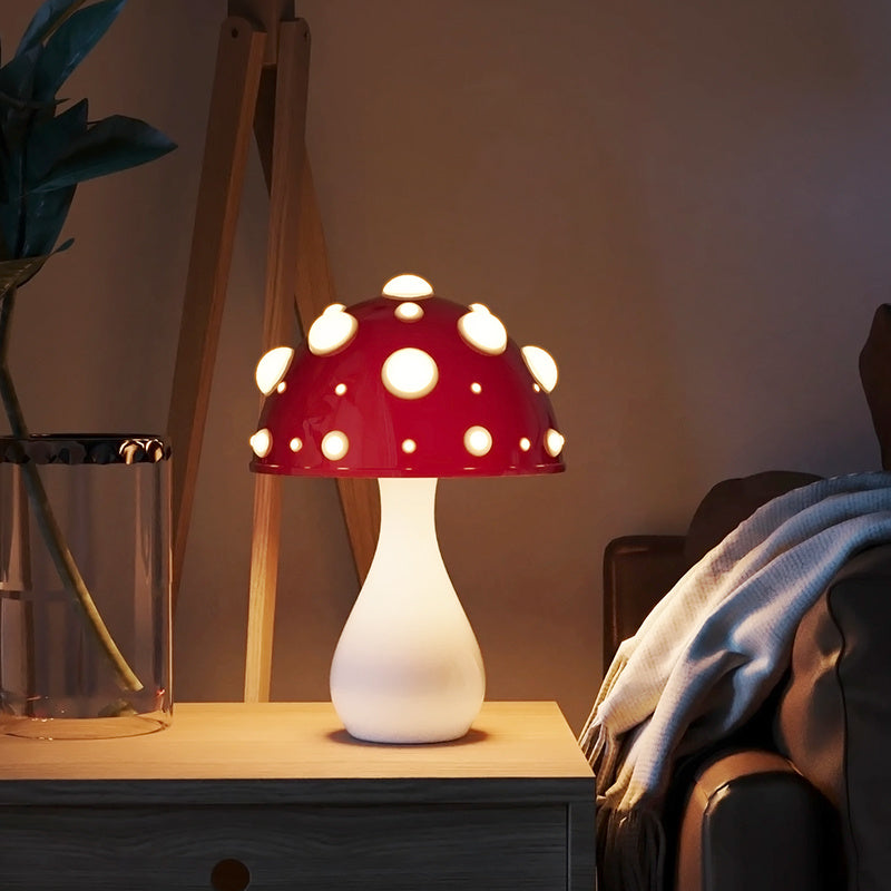 Mushroom Decorative Table Lamp Bedroom Dimming Home Decor dealsniper-net White Base 220v us