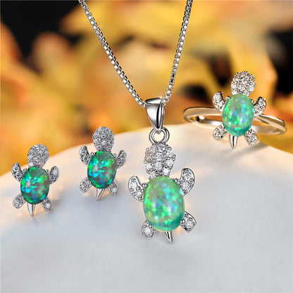 Fashion Oval Zircon Pendant Turtle Shape Necklaces Jewelry Gym From House Olive green number 10