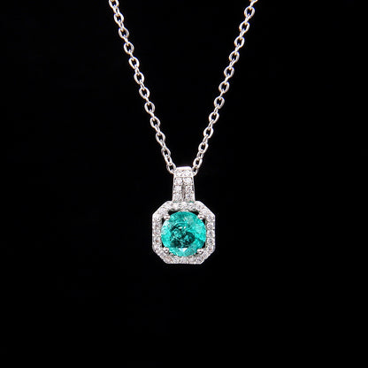 Cross-Border New Product Perfume Bottle Zircon Pendant Clavicle Chain Jewelry Gym From House Ice flower light blue square d