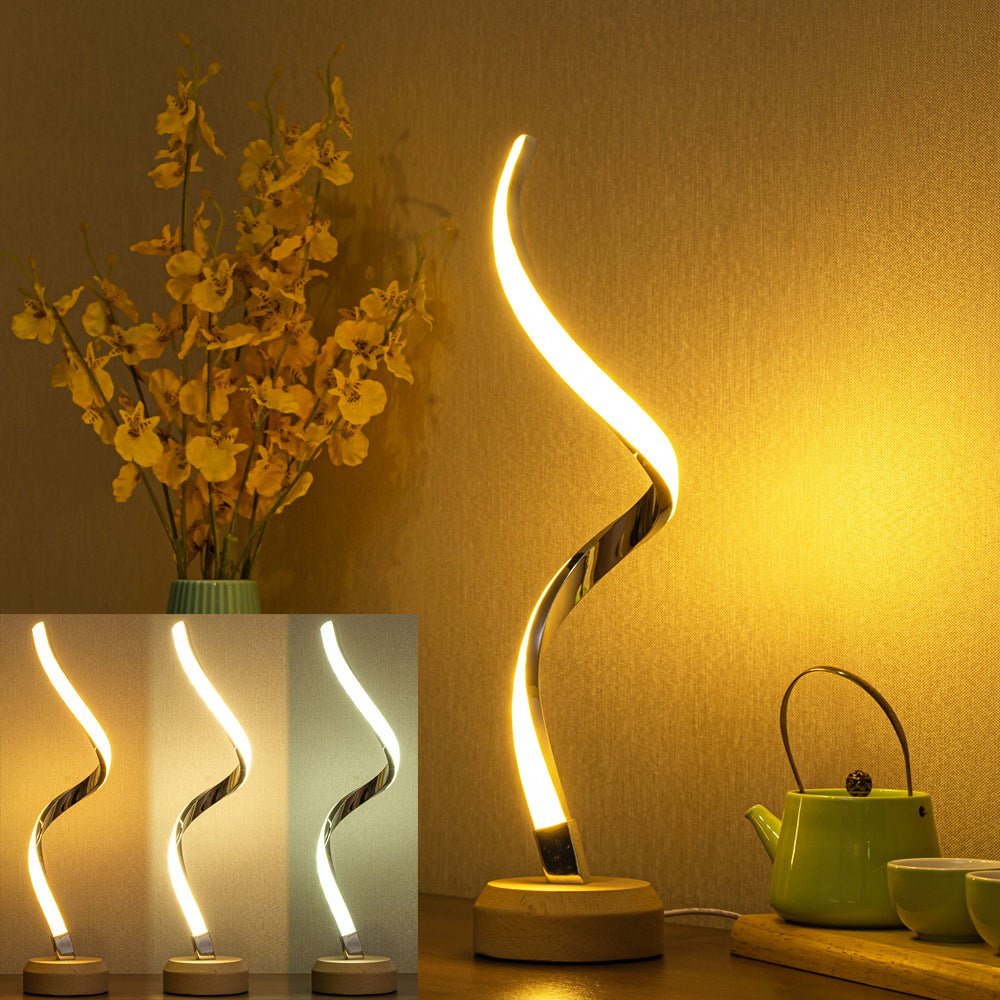 LED Spiral Table Lamp Modern Curved Desk Bedside Lamp