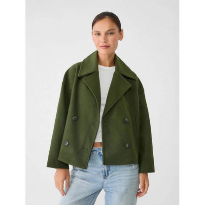 Ins Double-breasted Lapel Blazer Jacket Fashion Loose Woolen Women null