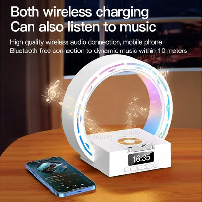 4 In 1 Wireless Bluetooth Speaker Charging Pad Bedside Lamp