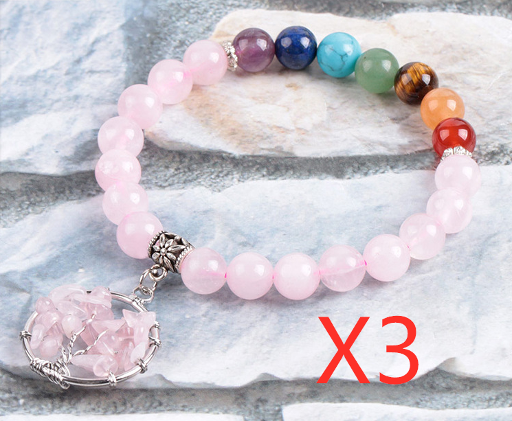 Crystal Beaded Bracelet Jewelry dealsniper-net Seven chakras 3PCS