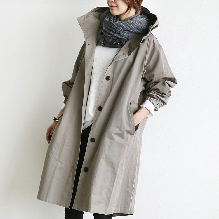 Women Windbreaker Jacket Casual Loose Button Pockets Hooded Women Gym From House