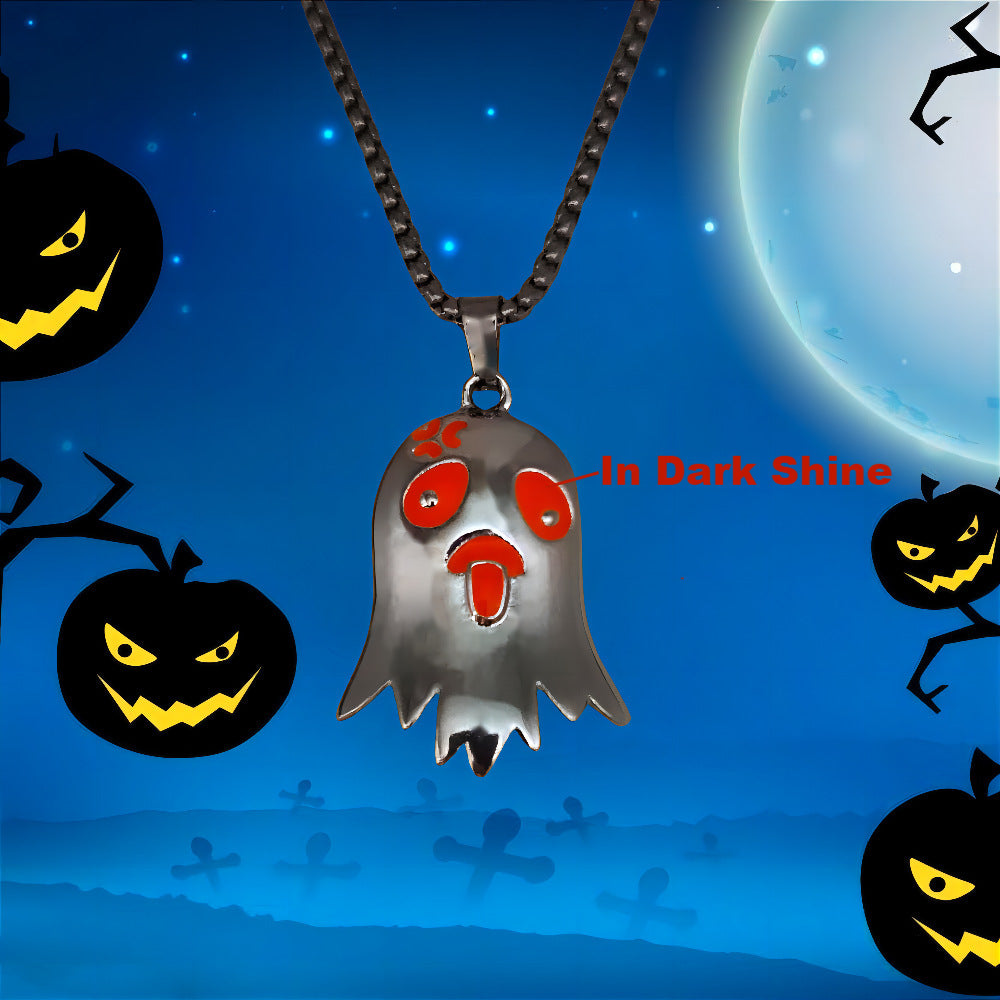 Halloween Topless Glossy Glowing Ghost Pendant Necklace