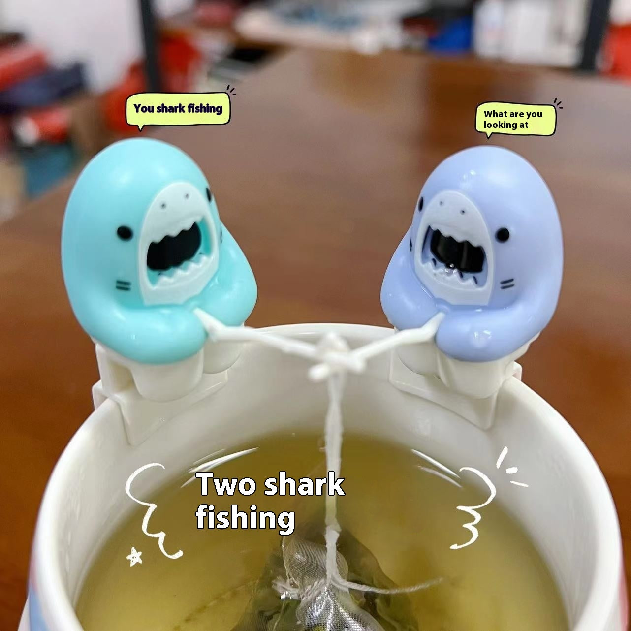 Shark Fishing Tea Infuser Pet Cup Edge Hanging Cartoon Animals Kitchen dealsniper-net