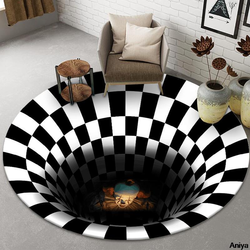 Pet Funny Mat Pad Trap Vision Carpet 3D Geometric Stereoscopic Illusion Floor Mat House dealsniper-net