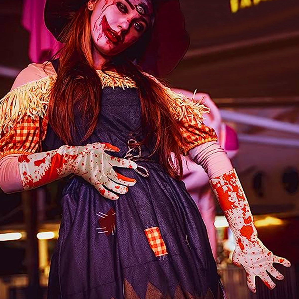 Halloween Gloves Horror Atmosphere Decorative Blood Gloves Holidays DealSniper.net