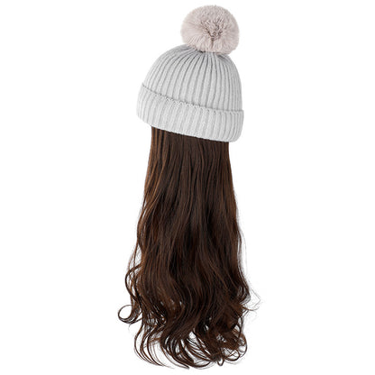 Autumn And Winter New Removable Fashion Woolen Hat Beauty Gym From House Gray Chocolate