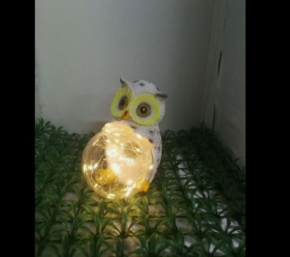 Solar LED Resin Amazon Owl Hug Ball Outdoor Light Garden dealsniper-net