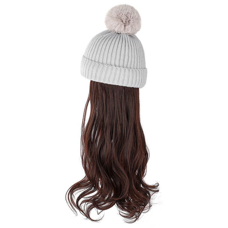 Autumn And Winter New Removable Fashion Woolen Hat Beauty Gym From House Gray Dark Brown