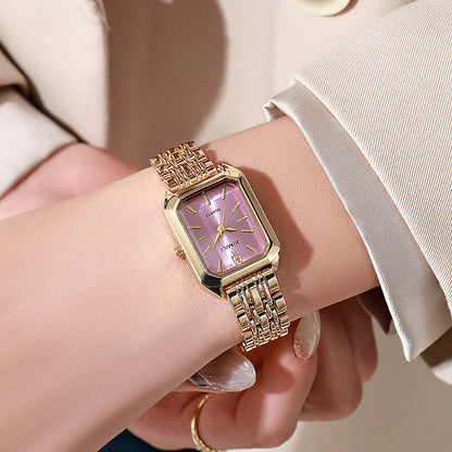 Fashion Simple Square Steel Strap Women's Watch Jewelry DealSniper.net Gold Pink