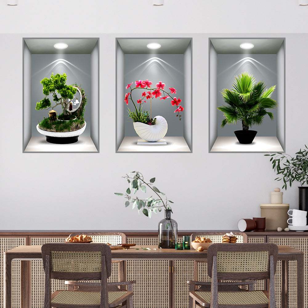 Only Darkstory 3D Effect Potted Triple Stickers Home Decor Home dealsniper-net 30x45cm White Frame 3D White Snail