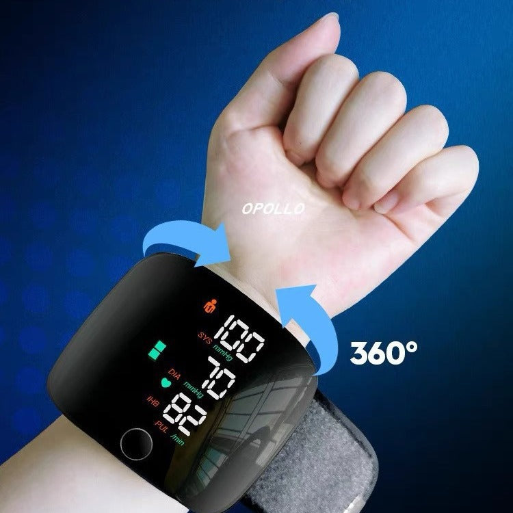 Wrist Sphygmomanometer Rechargeable Blood Pressure Meter Wrist Health Gym From House Wrist Black English Voice USB