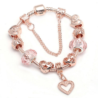 Fashion Love Geometric Rose Gold Bracelet Women's Jewelry Jewelry Gym From House Rose Gold heart 17cm