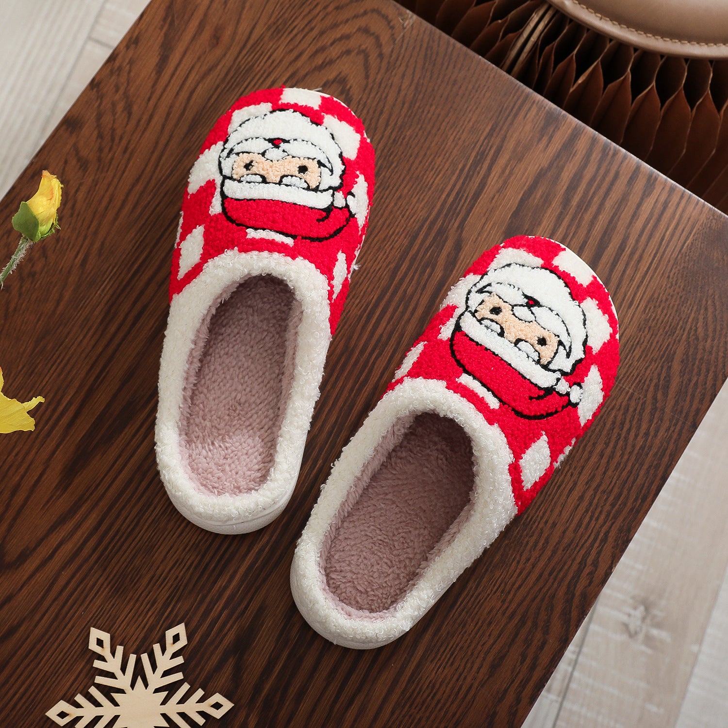 New Christmas Plaid Santa Claus Slippers Winter Indoor Women dealsniper-net