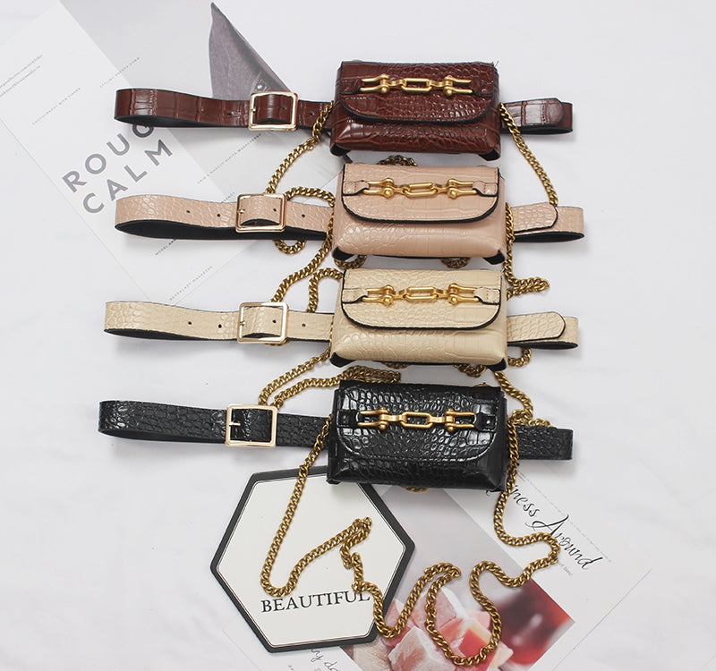 Womens Runway Fashion PU Leather Chain Bag Cummerbunds Female Women DealSniper.net