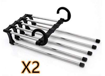 5 In 1 Wardrobe Hanger Multi-functional Clothes Hangers Rack House DealSniper.net Black 47x18cm 2PCS