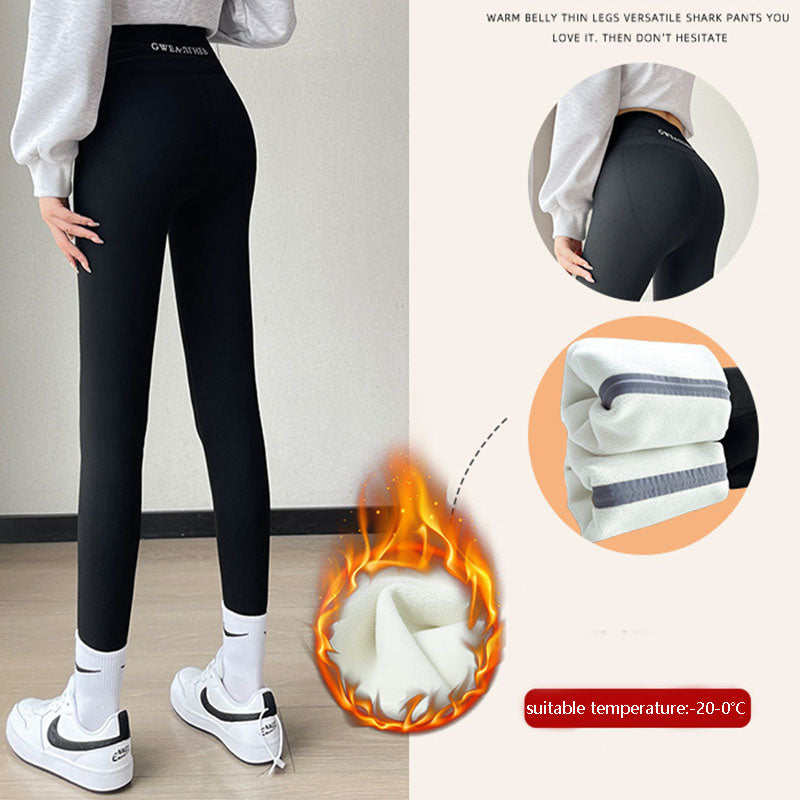 Fleece Thickened Leggings Winter -20 To 5 Shark Pants Women dealsniper-net Black 650g