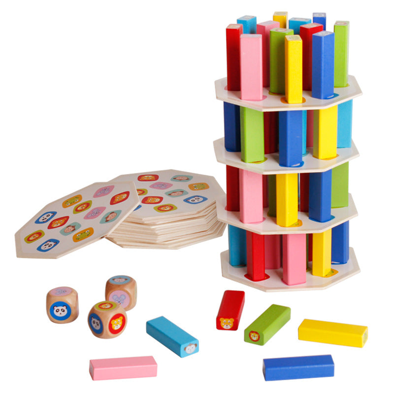 Children's Wooden Creative 54 Stacked High Blocks Kids dealsniper-net