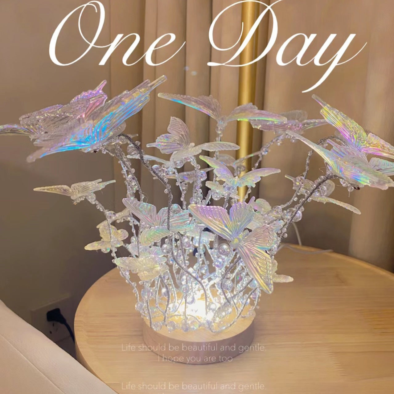Handmade Diy Butterfly Crystal Small Night Lamp Bedside Ambience Light Home Decor Gym From House