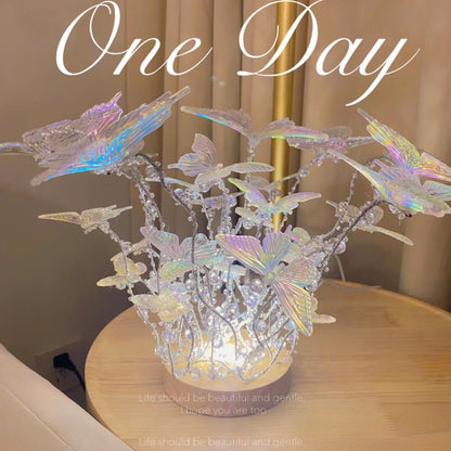 Handmade Diy Butterfly Crystal Small Night Lamp Bedside Ambience Light Home Decor Gym From House