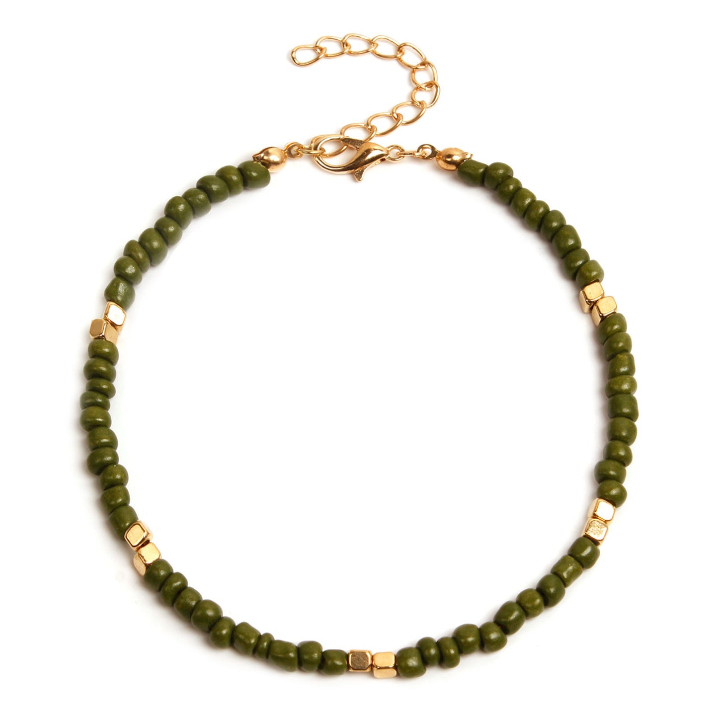 New Golden Rice Bead Beach Anklet Women Jewelry Gym From House Dark green