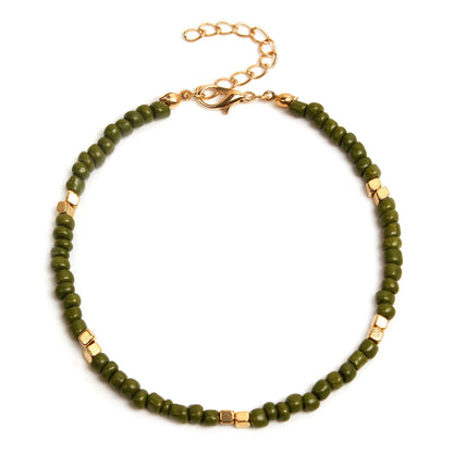 New Golden Rice Bead Beach Anklet Women Jewelry Gym From House Dark green