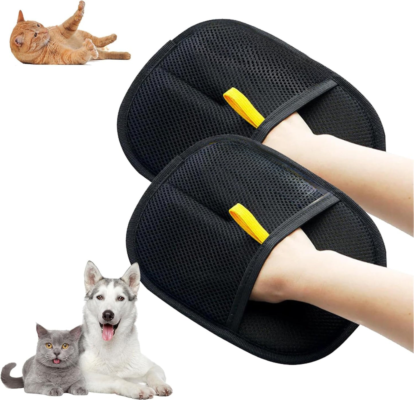 Pet Electrostatic Hair Removal Gloves Two-way Bristle Remover Pets DealSniper.net 2pcs